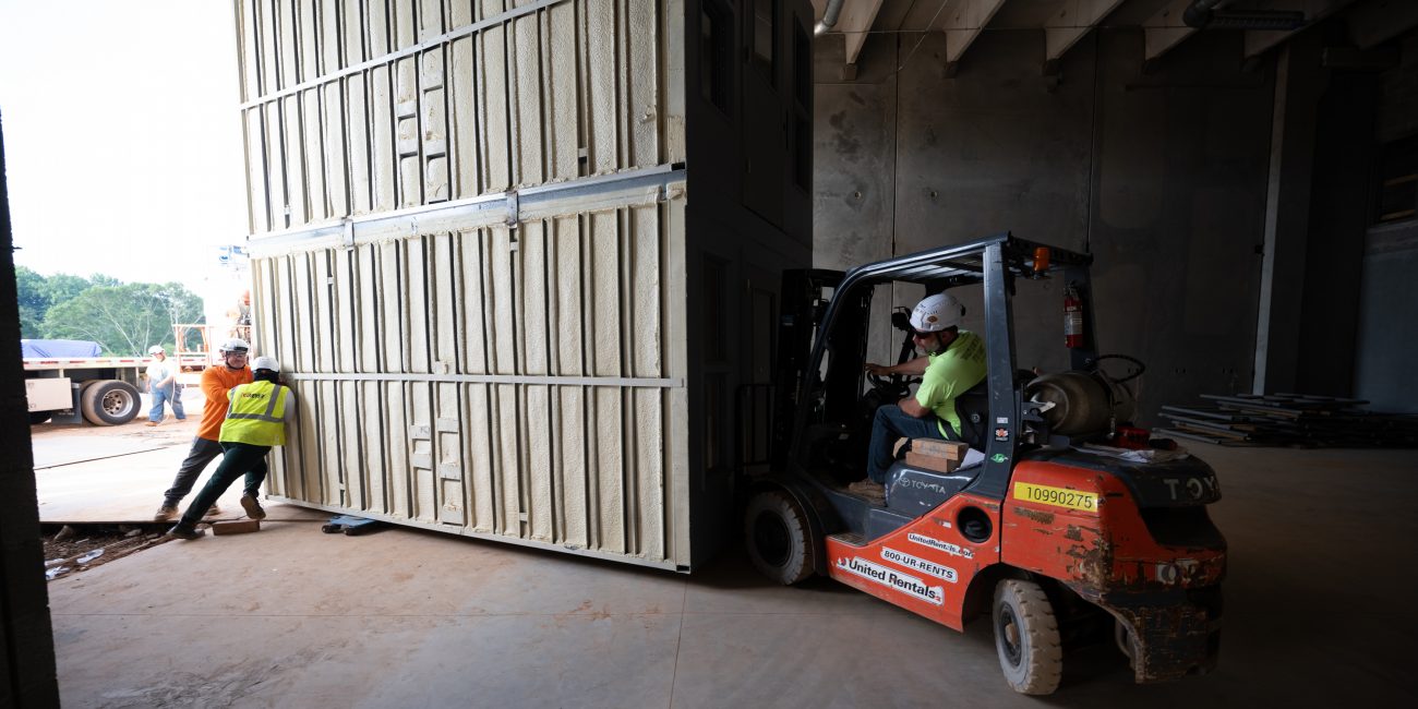 jail construction with cranes